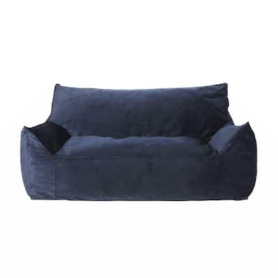Fila Velveteen 2-Seater Oversized Bean Bag Chair with Armrests, Dark blue
