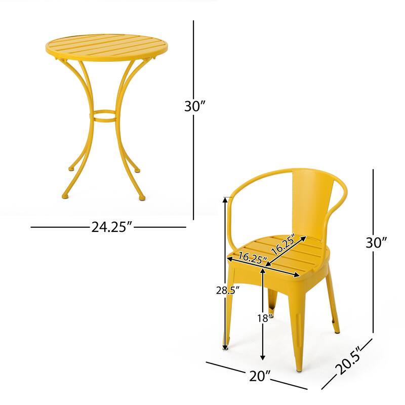 Roomfitters 3-Piece Metal Bistro Set, Outdoor Patio Table and Chairs for Garden, Balcony or Deck