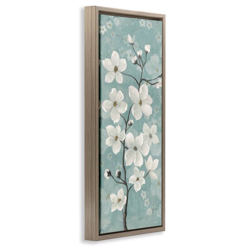 Stupell Apple Blossom on Green Framed Floater Canvas Wall Art Design By Janet Tava