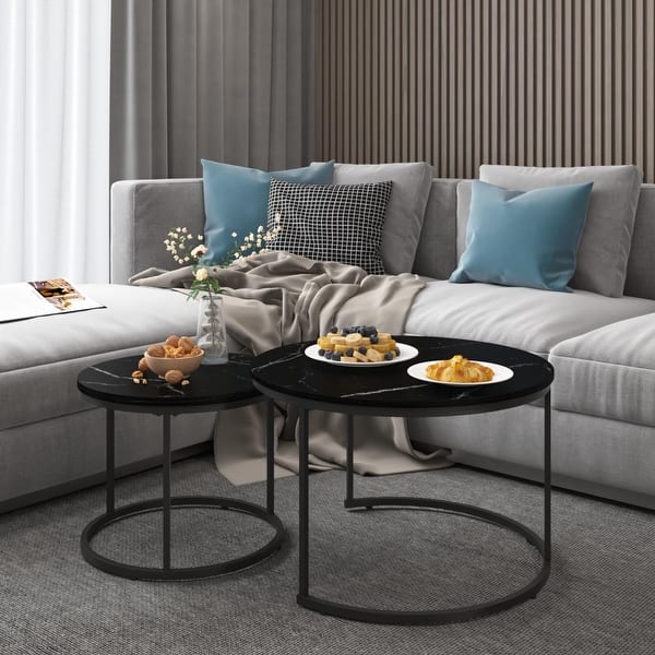 Set of 2 Round Nesting Coffee Table w...