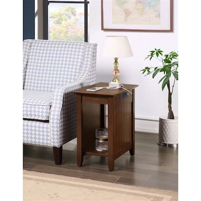 End Table with Exposed Charging Station, 2 Outlets, 2 USB Ports, Modern Side Table with Bottom Shelf for Living Room Use - 14