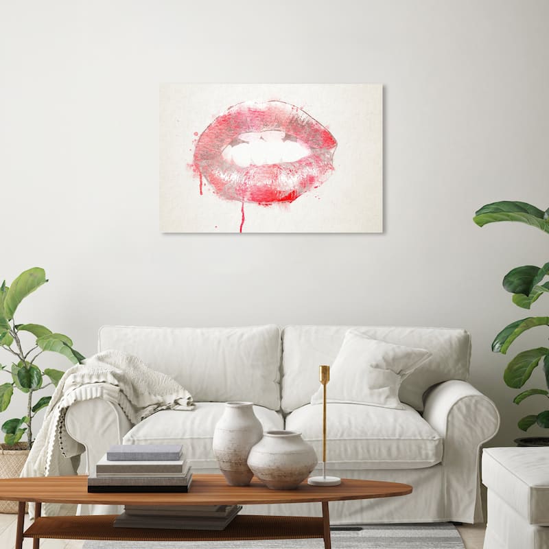 Wynwood Studio Fashion and Glam Bite My Lips Red and Glam Wall Art Canvas Print - 20 x 30