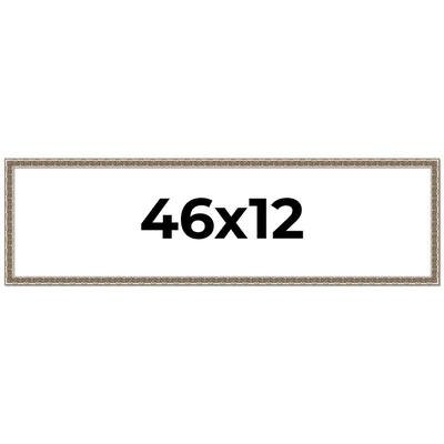 46x12 Frame Silver Versailles Ornate Solid Wood Picture Frame | 1 Inch
