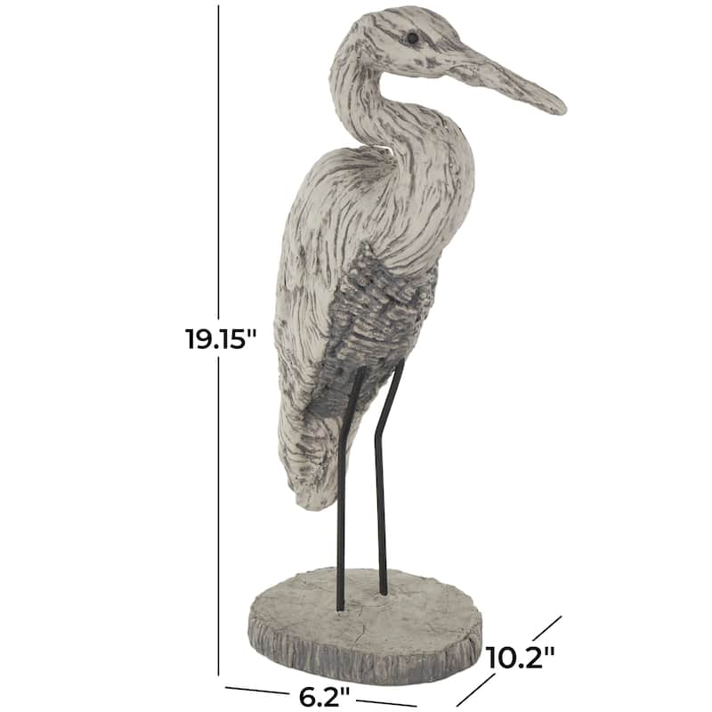 Polystone Bird Textured Sculpture - Gray - Roche River Decor - 10"W x 6"L x 19"H