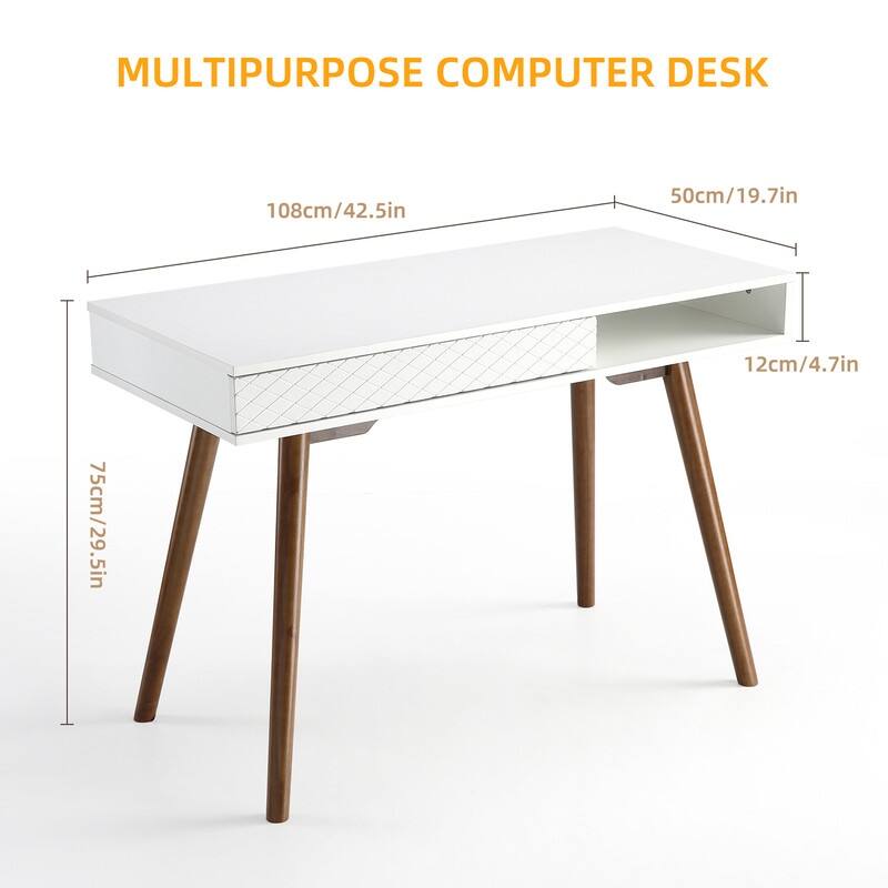 42" W Home Office Desk, Modern Simple Computer Desk Study Table