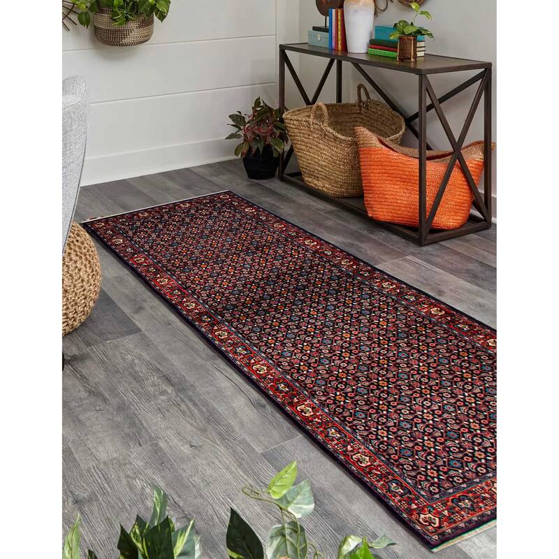 ECARPETGALLERY Hand-knotted Andelz Navy Wool Rug - 3'5 x 10'0