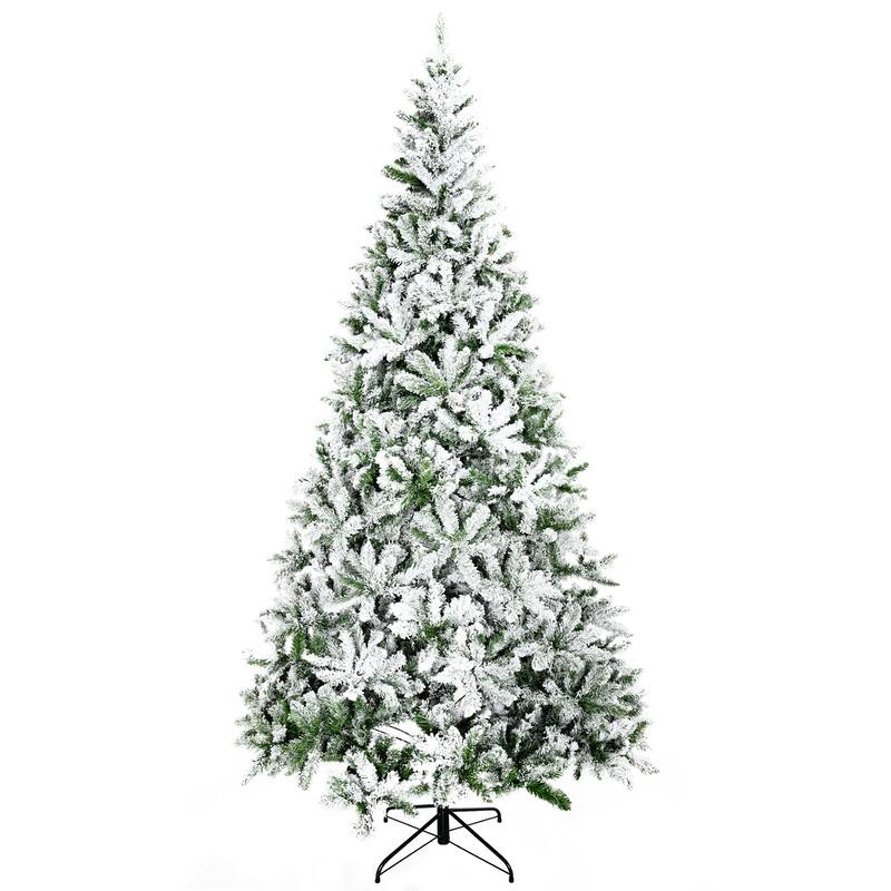 HOMCOM Unlit Snow Flocked Pine Tree - Realistic Branches, Green