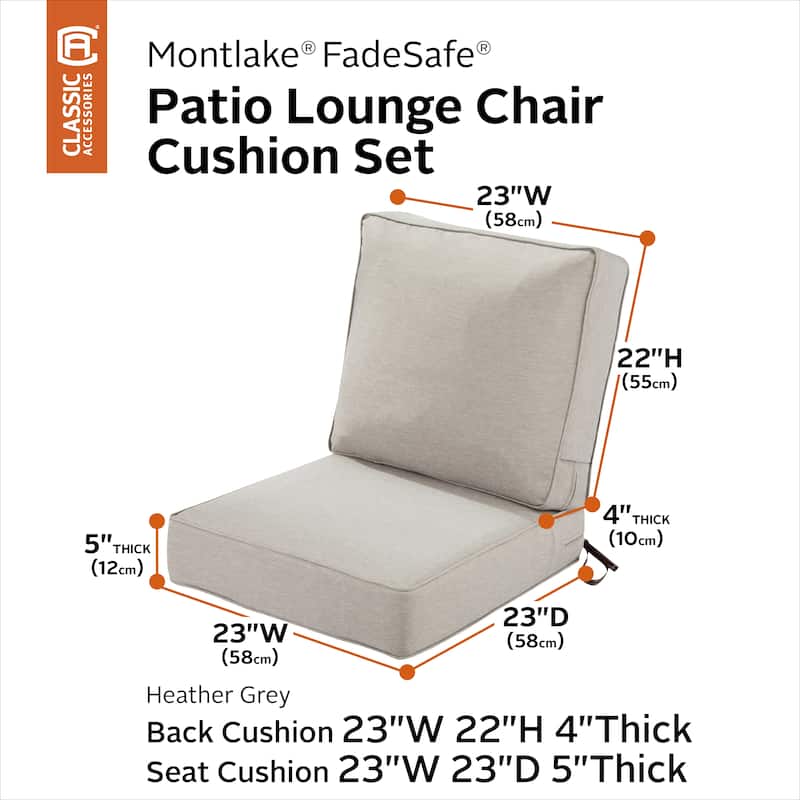 Classic Accessories Montlake FadeSafe Patio Lounge Chair Cushion Set
