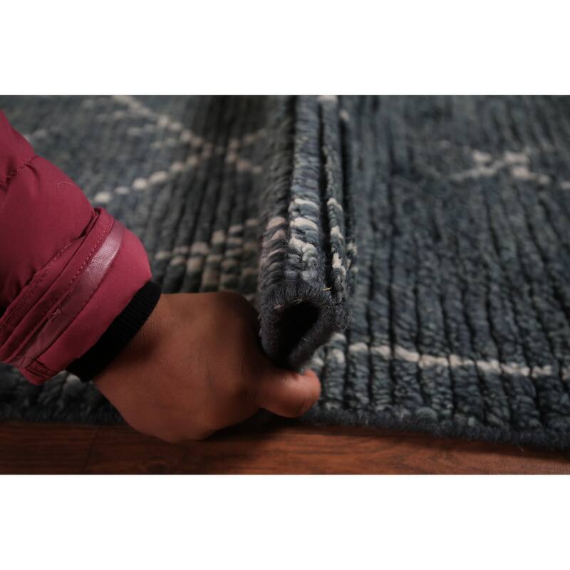 Trellis Moroccan Oriental Area Rug Hand-Knotted Wool Carpet - 8'1" x 9'9"