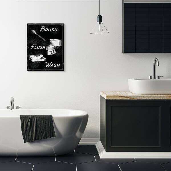 Shop Stupell Industries Brush Flush Wash Bathroom Black And White