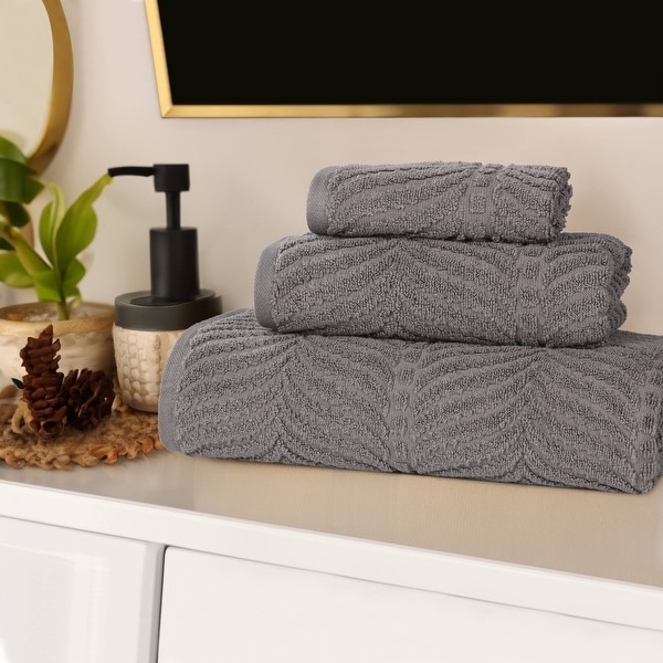 Superior Chevron Zero Twist Jacquard Cotton 3 Piece Bathroom Towel