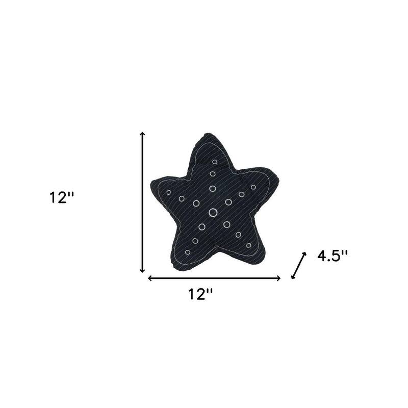 Set of Two 12" X 12" Blue and White Star Starfish Coastal Throw Pillow