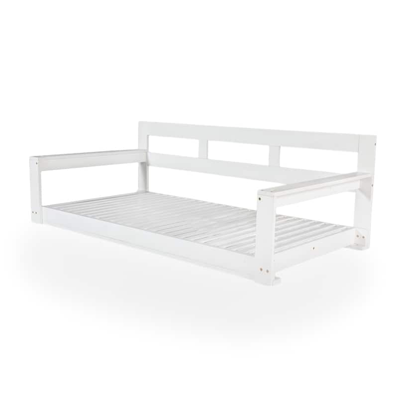 Patio Wooden Porch Swing Daybed Frame, Garden Swing Bench Chair with 4 Hanging Ropes (Cushions and pillows not included)