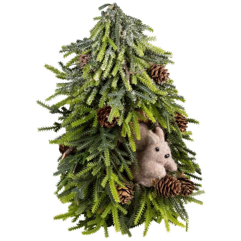 Frosted Tree with Squirrel and Pinecones Christmas Decoration - 12"