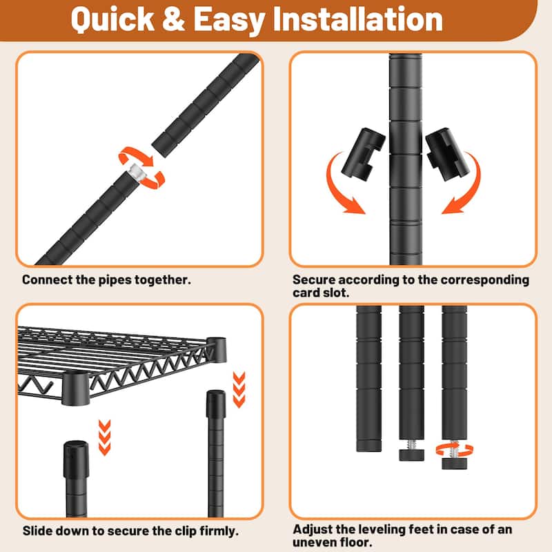 6 Tiers Storage Shelves Load 2100LBS, Metal Shelving Wire Metal Shelving Unit Shelves for Storage Adjustable Garage Shelving