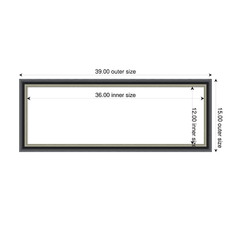 Amanti Art Theo Black Silver Framed Dry Erase Magnetic Board - 39 x 15 in