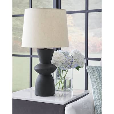 Signature Design by Ashley Scarbot Distressed Black Table Lamp (Set of 2) - 13.5" W x 13.5" D x 26" H