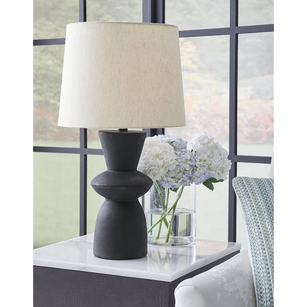 Signature Design by Ashley Scarbot Distressed Black Table Lamp (Set of 2) - 13.5" W x 13.5" D x 26" H
