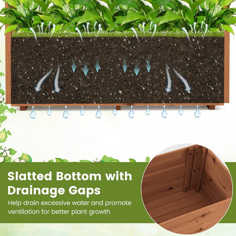 Gymax Wooden Raised Garden Bed/ Lattice Trellises Hanging Roof