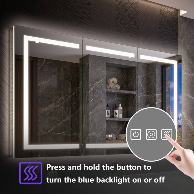 Modland 48"-72"W x 36"H Lighted Bathroom Medicine Cabinet with Backlit & Frontlit Modes,Anti-Fog