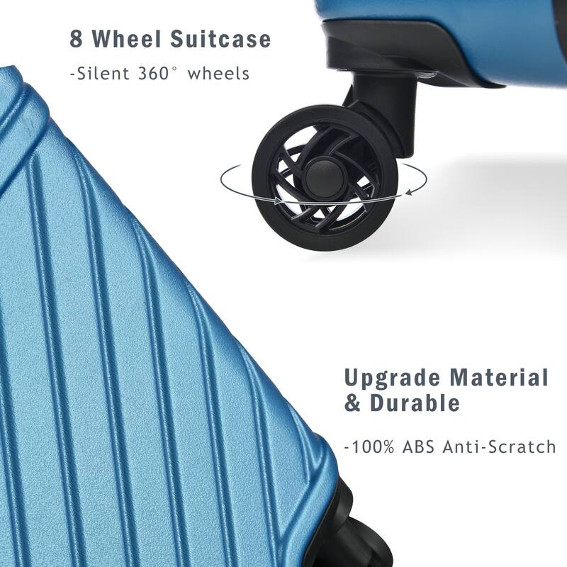 3 Piece Hardshell Luggage Spinner 8 Wheels Suitcase Sets (20"24"28")