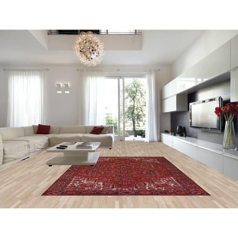 Hand Knotted Oriental 100% Wool Carpet Traditional Medallion Red Heriz Area Rug - 11' 11'' X 8' 10''