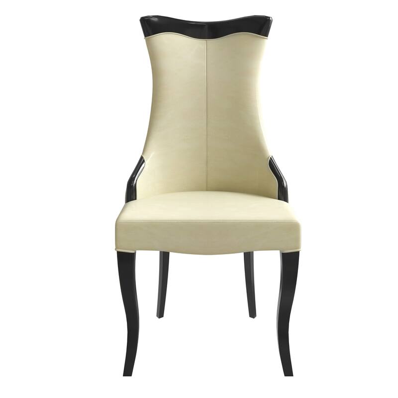 Dining Chair with Leather/Velvet Seat in Rubberwood Novara Series by LeisureMod