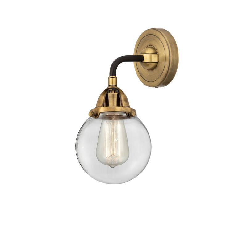 Innovations Lighting 288-1W-10-6 Beacon Sconce Beacon 10" Tall Wall - Black Antique Brass / Clear