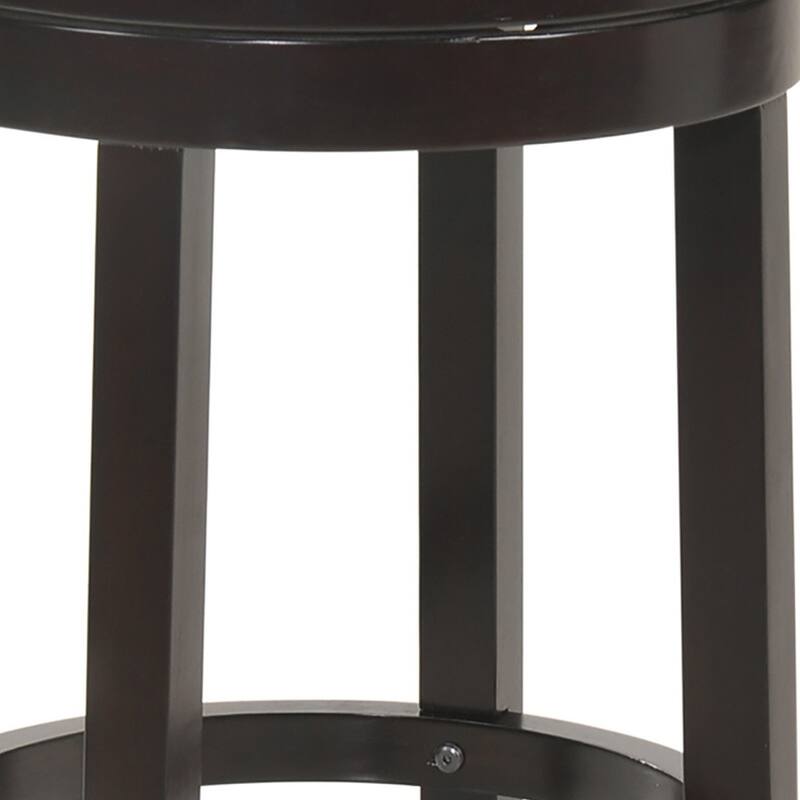 HomeRoots 24" Natural and Espresso Rush and Solid Wood Backless Counter Height Swivel Bar Chair