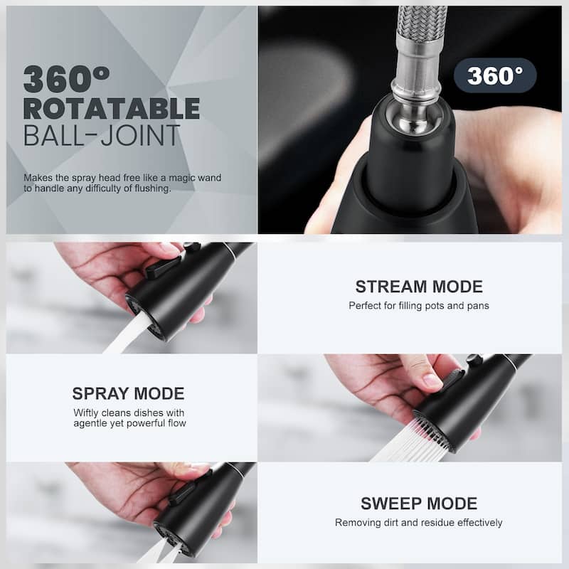 WOWOW Single Handle Pull Down Sprayer Kitchen Faucet with Mobile Sensor