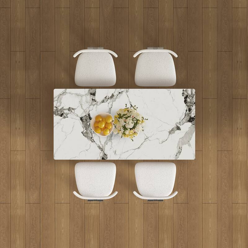 5-Piece Dining Table Set with Storage Cabinets, Kitchen Table Set with 4 Velvet Chairs for Dining Room