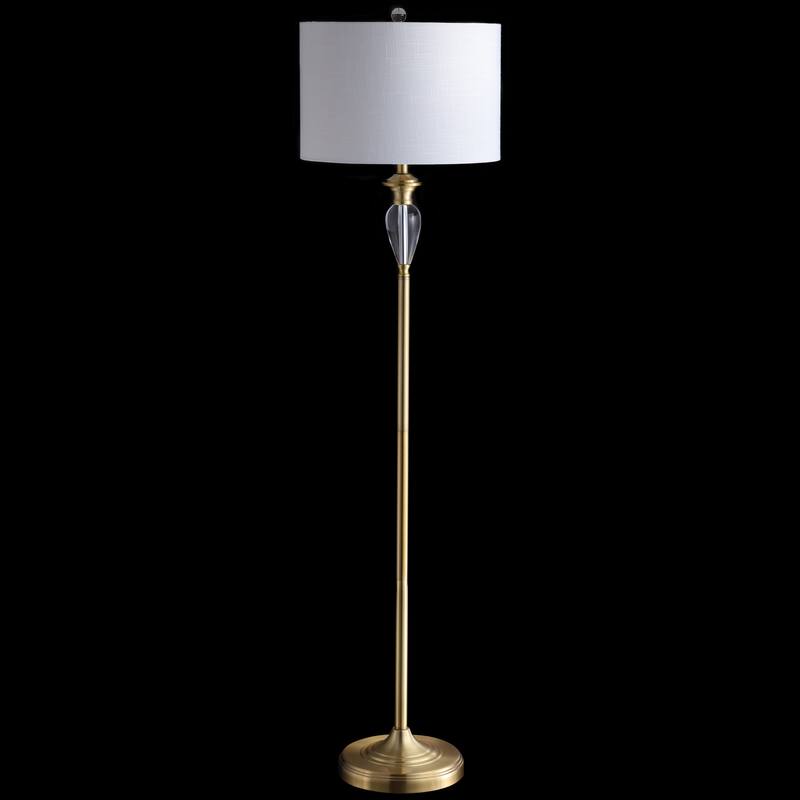 Adalyn 60" Crystal / Metal LED Floor Lamp, Brass Gold/Clear by JONATHAN Y - Brass Gold/Clear - 60" H x 15" W x 15" D