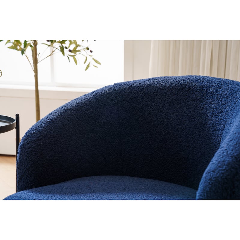 Swivel Accent Armchair Barrel Chair with Black Powder Coating, Blue