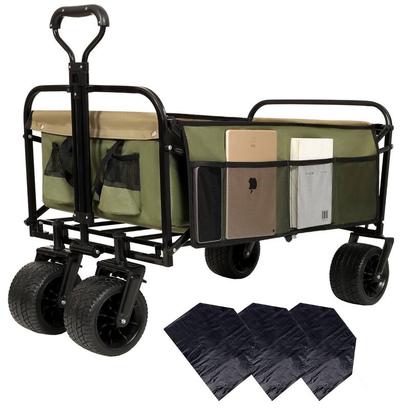 440 lb Collapsible Floral Wagon Cart with 360° Swivel Wheels