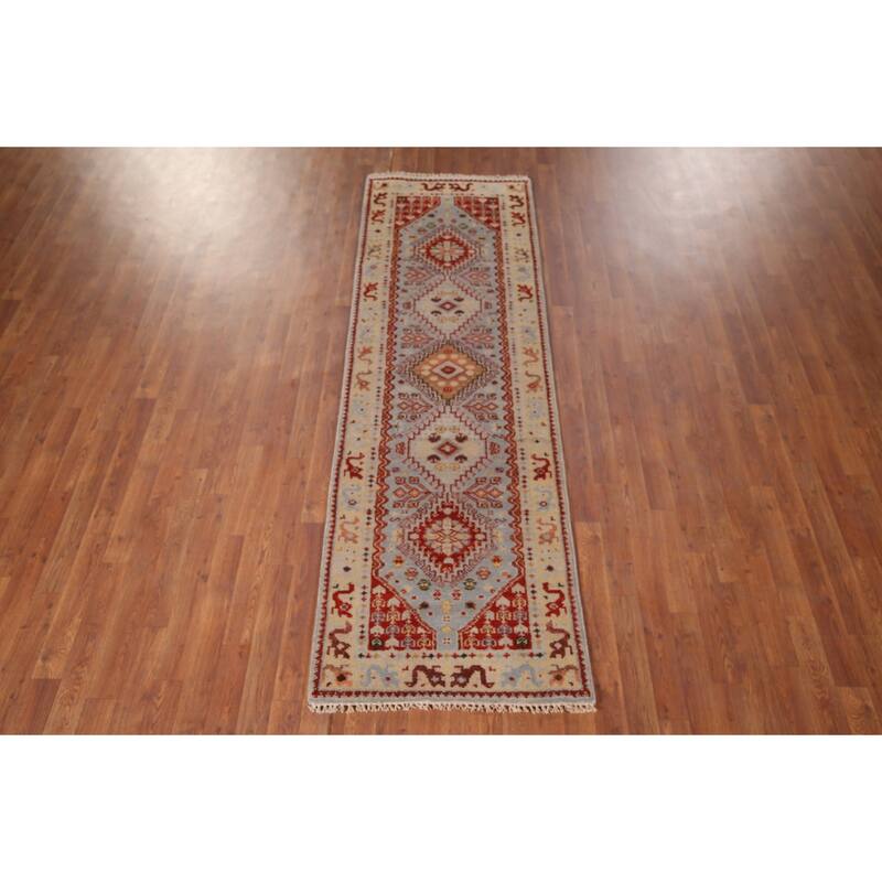 Geometric Heriz Serapi Oriental Runner Rug Handmade Wool Carpet - 2'7"x 7'11"