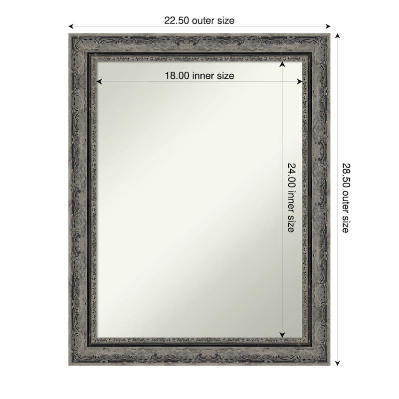 Filigree Non-Beveled Framed Wall Mirror - 23 x 29 in - Filigree Matte Black