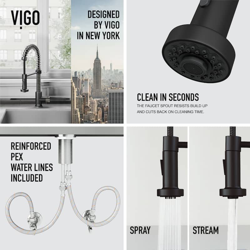 VIGO Edison 19" H Single Handle Pull-Down Sprayer Kitchen Faucet