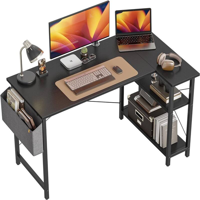 40 Inch Small L Shaped Computer Desk - Black
