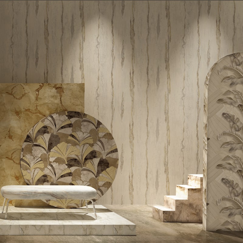 Galerie Wallcoverings Italian Design Collection Abstract Verticale Vinyl on Non-woven Metallic Wallpaper Roll Double Width