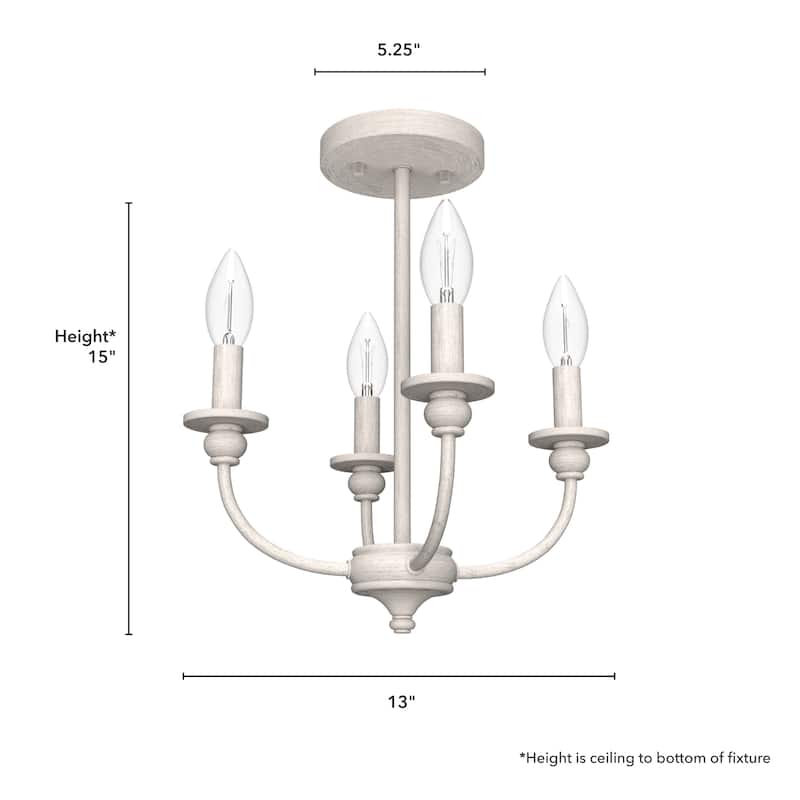 Hunter Southcrest 4 Light Flush Mount Ceiling Light - Entry, Bathroom, Hallway - Candle, Farmhouse, Transitional