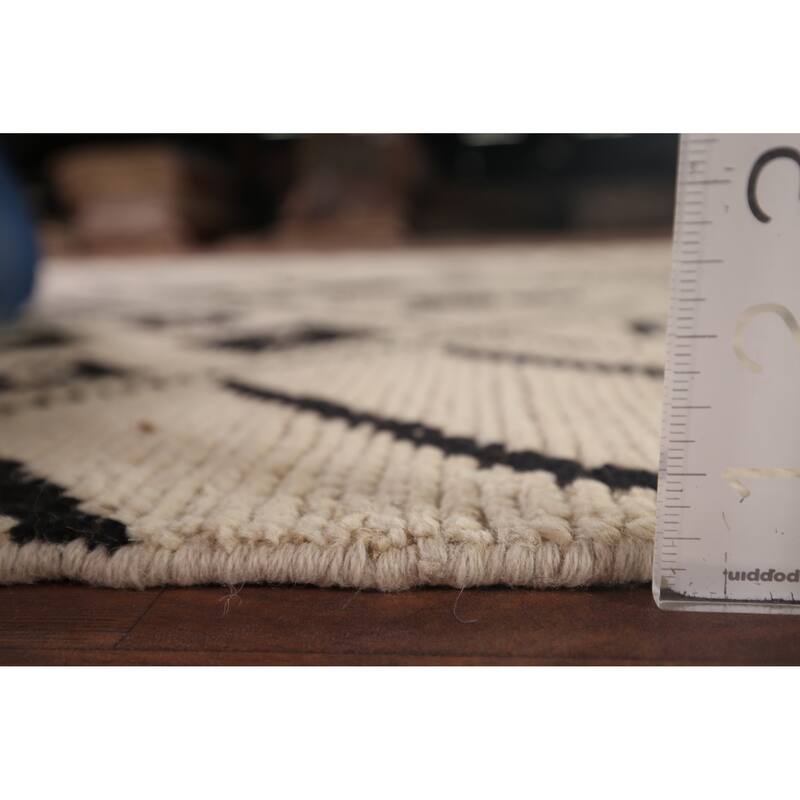 All-Over Trellis Moroccan Ivory Area Rug Handmade Wool Carpet - 6'0"x 9'11"