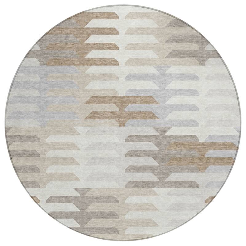 Machine Washable Indoor/ Outdoor Modern Stacks Chantille Rug