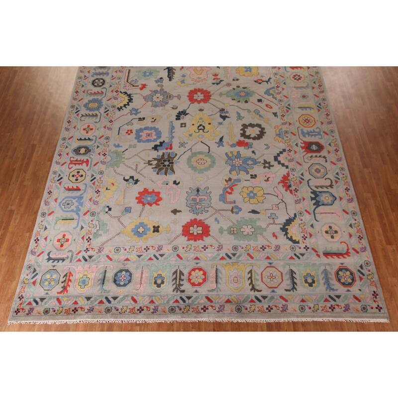 All-Over Large Floral Oushak Oriental Area Rug Wool Carpet - 12'0"x 14'9"