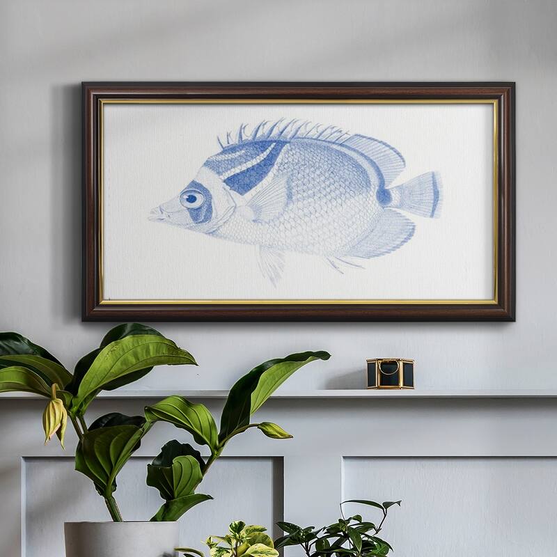 Blue & White Tropical Fish IV Premium Framed Canvas- Ready to Hang