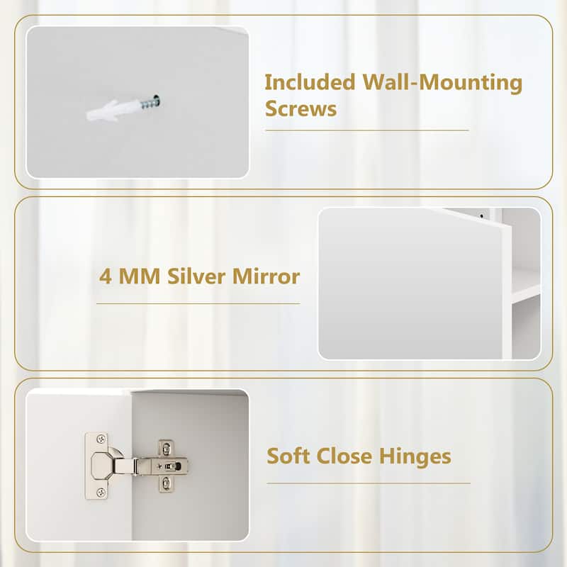 Gymax Bathroom Medicine Cabinet Wall Mounted Storage Organizer w/