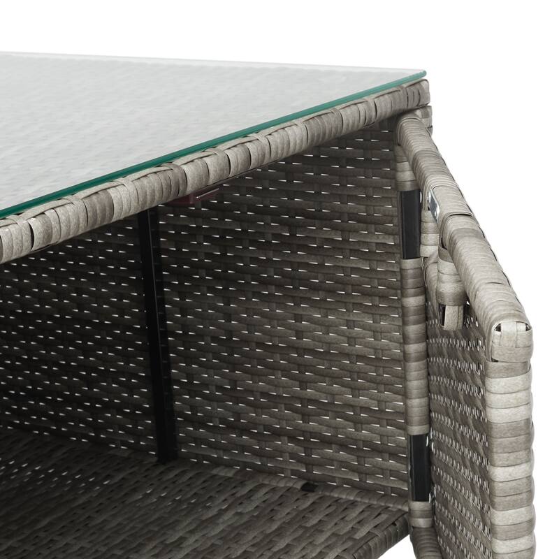 SAFAVIEH Helga Outdoor 4-Piece Conversation Patio Set with Storage - 57"W x 31"D x 26"H