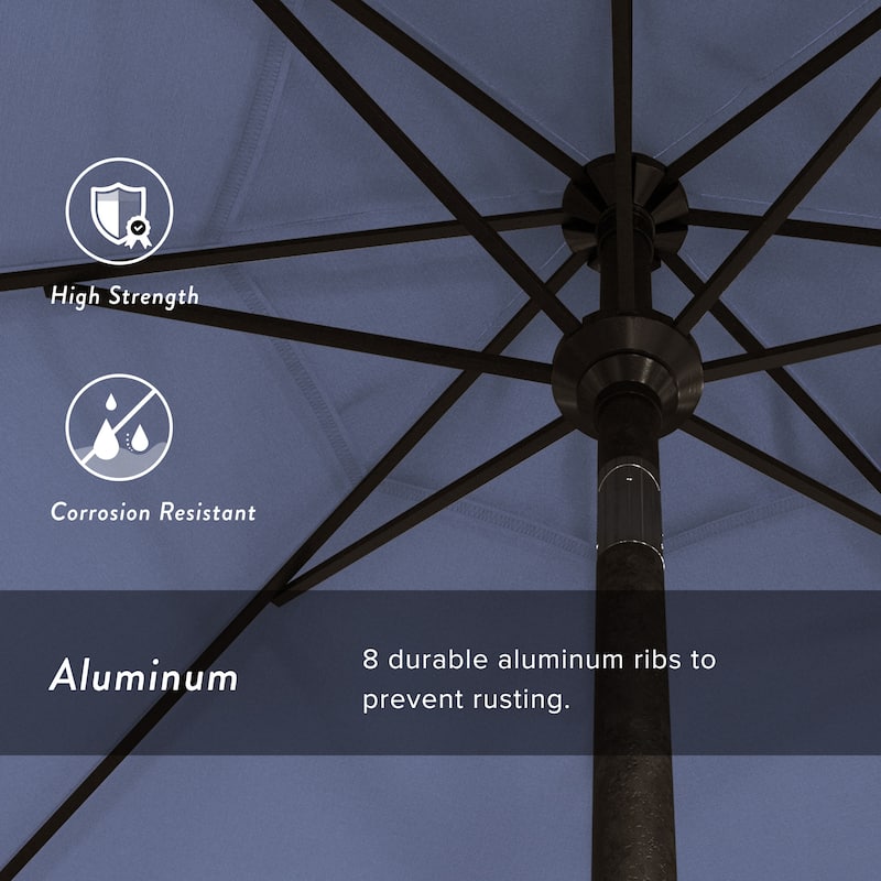 California Umbrella 9' Round Crank Lift Push Button Tilt Bronze Aluminum Patio Umbrella Sunbrella