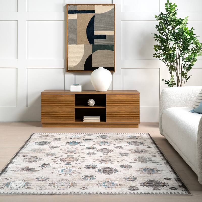 Nuloom Krystin SpinClean Distressed Machine Washable Area Rug