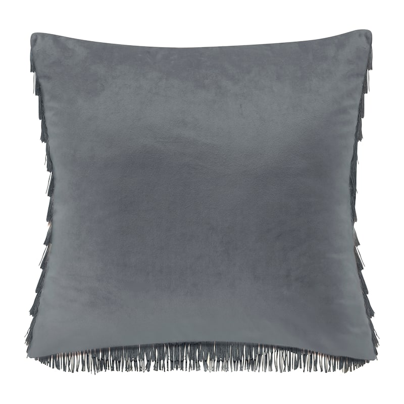 Edie At Home Gatsby Fringe Decorative Throw Pillow - Grey