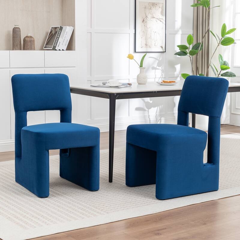 SEYNAR Modern Velvet Upholstered Armless Dining Chair Set of 2